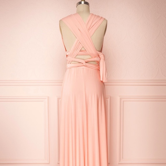 Blush pink floor-length convertible evening gown - Picture 6 of 7
